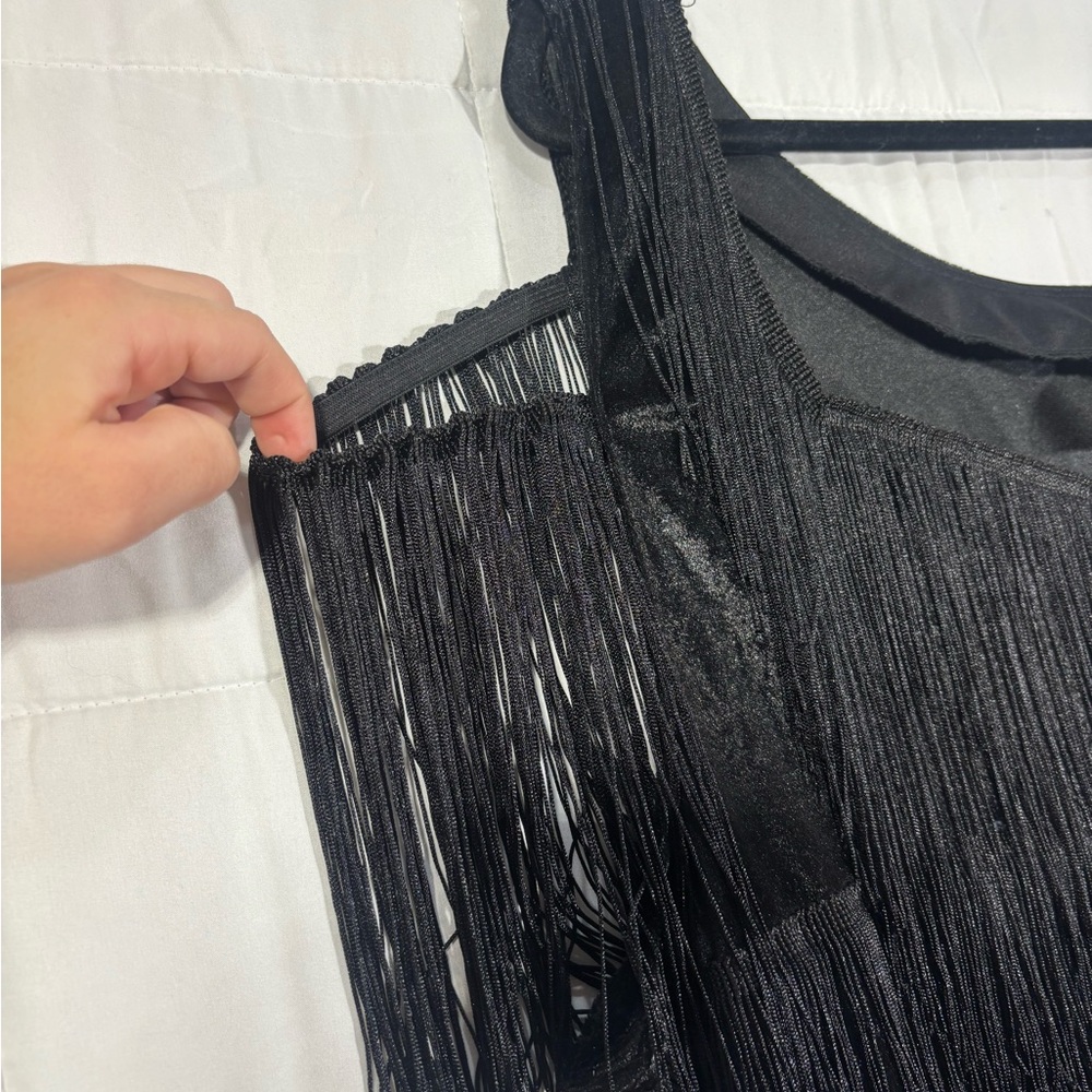 Black Fringe Flapper Dress Costume Roaring 20s Gatsby Morph Costumes New Years - Picture 3 of 7